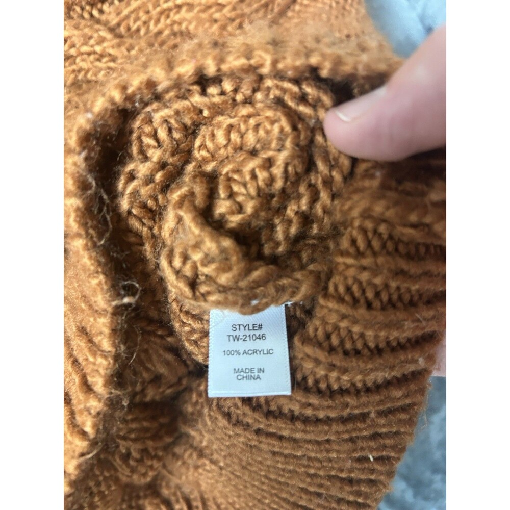 Zenana Sweater Womens Large Rust Brown Cable Knit Chunky Crewneck Pullover - Picture 4 of 8